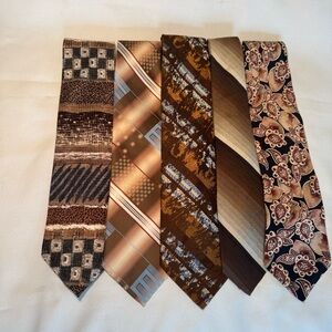 Vintage Men's Neutral Tie Set Brown